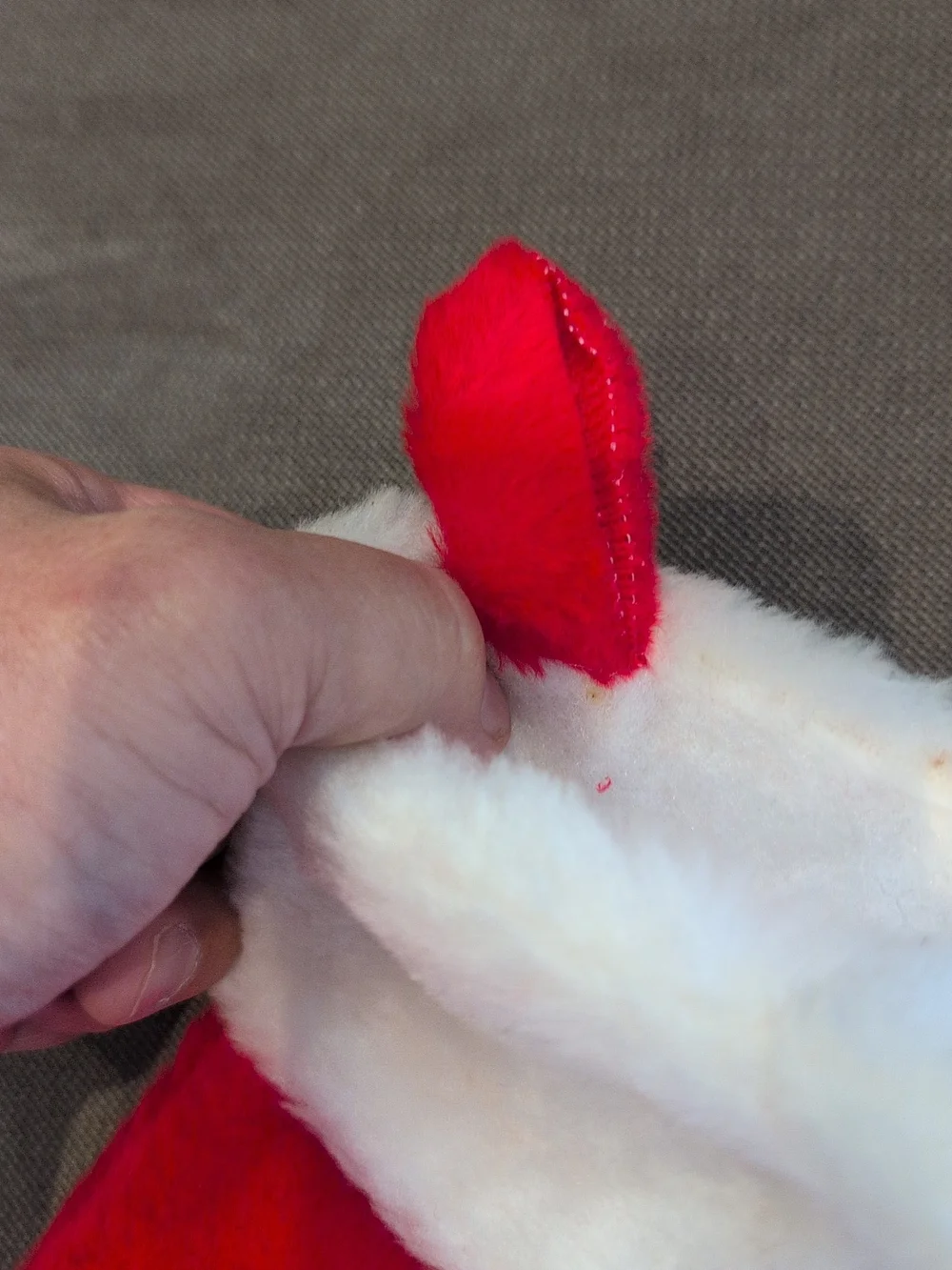 Set of Red Plush Christmas Stockings with White Faux Fur Cuffs